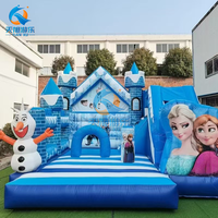 Prix d'usine Grand château gonflable en PVC Thème Reine des Neiges Princesse Fun City pour enfants, idéal pour fêtes, parcs de jeux et parcs à thème