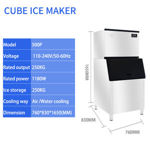 Machine à glaçons automatique de haute qualité avec bac de stockage intégré, capacité 250 kg, fabrication chinoise, prise en charge OEM, pour glaçons en cubes, 110-240V - Product Image 4