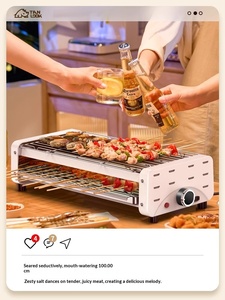 Eerste klas dubbele laag roestvrijstalen keramische emaille elektrische grill rookloze bakplaat 3-ring verwarming antiaanbaklaag voor grillen - Product Image 4