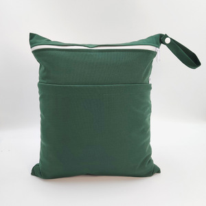 Sac à couches à double fermeture éclair avec film imperméable 30*36 cm, petite trousse de toilette en gros, sac de rangement pour couches de couleur unie - Product Image 3