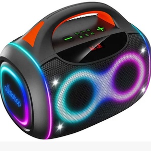 Système audio stéréo avec double subwoofer de 4 pouces, enceinte de fête avec spectacle de lumière LED RGB, ports USB, TF, AUX, FM, enceinte DJ pour <span class=keywords><strong>la</strong></span> maison, <span class=keywords><strong>la</strong></span> famille, en extérieur - Product Image 2
