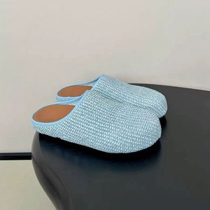 Zapatos Planos de Lino Tejido de Alta Calidad para Mujer, Talla Extra Grande, Estilo Mules Sin Cordones, Punta Redonda Ancha, Tipo Pantuflas - Product Image 4