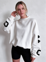 Sweat-shirt oversize pour femme à col montant, en modal et molleton de coton, avec impression 3D en relief, pull décontracté