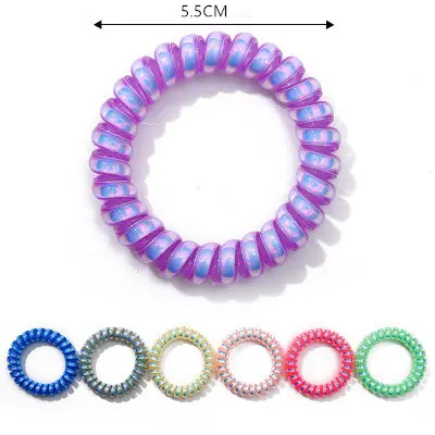 Nuova linea di filo telefonico per caramelle fascette elastiche per capelli arrotolate a spirale fascette personalizzate per anelli per capelli