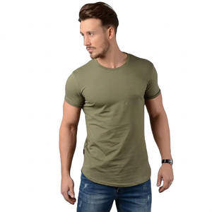 Camiseta de Cuello Redondo para Hombre, Color Verde Oliva, Corte Regular, Manga Corta, Informal, 100% Algodón, Transpirable, Antiarrugas, Color Sólido - Product Image 1