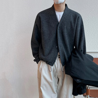 Cardigan en tricot confortable pour homme, col en V, couleur unie, grande taille, style décontracté, fabriqué par le fabricant