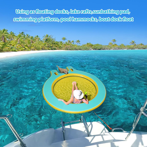 Hamaca Flotante Inflable para Lago, Plataforma Flotante <span class=keywords><strong>Redonda</strong></span> con Rampa para Perros, Anillo Flotante para Tomar el Sol, Hamaca Flotante para Piscina - Product Image 4