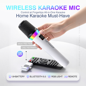 便携式录音无线卡拉 OK 麦克风，带 USB-C Lightning 接收器、遥控器、变声器、手持式麦克风，适用于现场表演 - Product Image 2