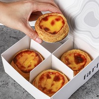 Boîte d'emballage jetable de logo personnalisé pour tarte aux œufs et gâteau sushi Papier d'art laminé brillant/mat pour les cadeaux d'aliments cuits au four en carton