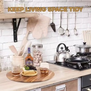 Wooden rotating dining <b>tray</b>, snack and fruit <b>tray</b>, round condiment <b>storage</b> <b>tray</b> - Product Image 3