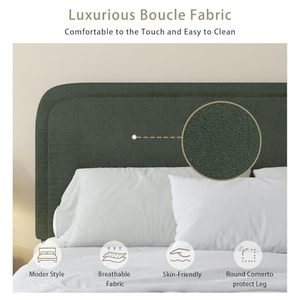 <span class=keywords><strong>Letto</strong></span> Matrimoniale Moderno Regolabile con Testiera Imbottita in Velluto, Angoli Arrotondati, Non Richiede Rete a Doghe, Antiscivolo - Product Image 2