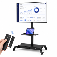Chariot TV mobile réglable en hauteur avec étagère en métal, support TV inclinable sur roulettes, capacité de 88 lb, télécommande pour écrans de 32 à 70 pouces