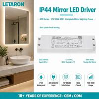 LETARON Transformador Aislado de 220V a 12V, IP44 Impermeable, 1-50W, Super Delgado para Tiras de Luz LED, Controlador de 12V