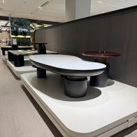 Ensemble de tables basses gigognes modernes et durables en MDF noir, 2 pièces, rectangulaires, pour salon contemporain