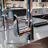 Robinet de cuisine moderne en laiton durable avec cartouche céramique, installation monotrou, douchette extractible, design à poignée unique, finition brossée