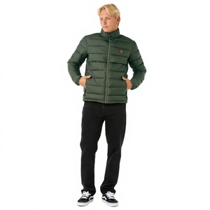 Chaqueta Acolchada para Hombre, Invierno, Color Sólido, Cuello Alto, Manga Larga, Cierre de Cremallera, Relleno de Poliéster, Corte Regular - Product Image 1