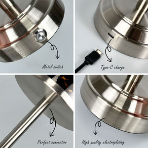 מנורת שולחן הוביל זכוכית מודרנית עבור מסעדות נטענת אלחוטי צב פגז מנורת שולחן מנורת סוללה מופעל 2700k - Product Image 4