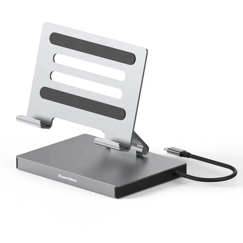 Aluminum USB C HUB for iPad Stand Holder USB Charging Station with Multiple Port for iphone USB C Audio Adapter HUB