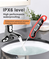 Termometer Makanan Digital Lipat dengan Probe Logam, Layar LCD Tahan Air IPX6, Akurasi Tinggi untuk Daging, Memanggang, BBQ, Dapur, dan Komersial