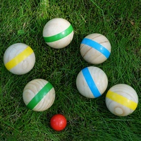 Ensemble de pétanque en bois massif - 8 boules françaises rayées en bois de qualité supérieure pour les loisirs en plein air, les activités scolaires, les rassemblements familiaux et les excursions