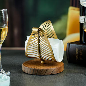 Servilletero de arte del hierro con <span class=keywords><strong>Base</strong></span> de madera de estilo nórdico, servilletero de restaurante, soporte de papel tisú, decoración del hogar - Product Image 1