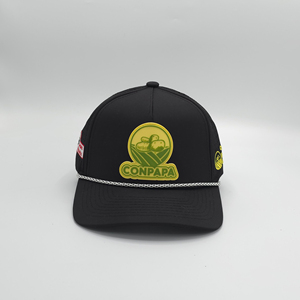 Casquette de sport Oxford pour homme, personnalisée, 5 panneaux, séchage rapide, style 'Dad', imperméable, avec logo en caoutchouc, motif léopard, perforations découpées au laser - Product Image 2