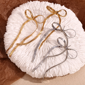 Dainty <span class=keywords><strong>oro</strong></span> placcato catena di <span class=keywords><strong>serpente</strong></span> <span class=keywords><strong>orecchini</strong></span> con fiocco in acciaio inox titanio gioielli regalo per le ragazze - Product Image 1