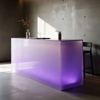 Comptoir de bar lumineux à LED RVB dégradé, îlot de bar moderne pour la maison, comptoir de bar à vin commercial personnalisé pour restaurant, club, hôtel