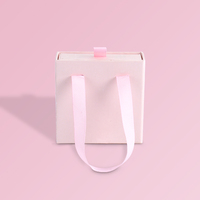Prix usine personnalisé bijoux boucles d'oreilles emballage boîte de tiroir en papier rigide avec poignée gros-grain