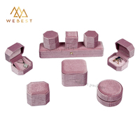 Webest Boîtes à bijoux en velours rose à géométrie personnalisée boîte d'emballage pour bracelet jonc ensemble d'emballage de bijoux boîte de présentation bague collier