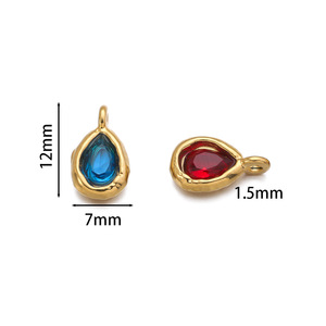 Ciondolo in Acciaio Inossidabile Lucido Non Sbiadente con Zircone a Goccia, 12 Pietre Zodiacali per Donna, Charm alla Moda per Anniversario - Product Image 5