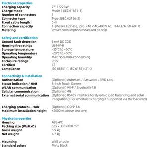 Nouvelle <span class=keywords><strong>borne</strong></span> de recharge rapide pour véhicules <span class=keywords><strong>électrique</strong></span>s IP55 AC avec contrôle par application, terminal solaire 7-43,5 kW, OCPP GB/T Type 2, boîtier mural, station de recharge pour voitures <span class=keywords><strong>électrique</strong></span>s, câble de 5 m, CE - Product Image 3