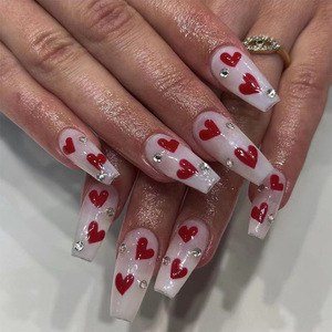 <span class=keywords><strong>Uñas</strong></span> Acrílicas Decoradas con Ojos de Gato Rosa para el Día de San Valentín, <span class=keywords><strong>Uñas</strong></span> Postizas Románticas con Estrellas de <span class=keywords><strong>Amor</strong></span>, Forma Almendrada, 24 Piezas - Product Image 4
