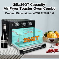 Appareils de cuisine électriques, mini-four grille-pain 25L, friteuse à air, boîtier métallique, double porte vitrée, minuterie de cuisson à chaud 120 min, pour des toasts sains