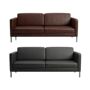 Modern Office <b>Sofa</b> Synthetic Leather Metal Leg Waiting Lounge 2 Seater Couch Reception Seating For Office <b>Hotel</b> Use - Product Image 5