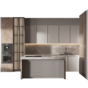 Vente directe d'usine Meubles modernes <span class=keywords><strong>Porte</strong></span> en PVC avec évier et plan de travail Petite armoire de cuisine Shaker - Product Image 1