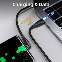 60W 3A Schnellladekabel USB-C zu USB-C 180° °   Drehbares Nylon-Geflochtenes Typ-C Lade- und Datenübertragungskabel für Apple Samsung