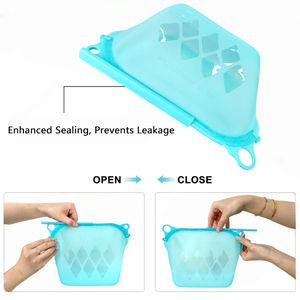 Bolsa de Silicona Plegable Reutilizable Ecológica LFGB Libre de BPA con Logotipo Personalizado para Niños, para la <span class=keywords><strong>Playa</strong></span>, el Teléfono, Cosméticos, el Almuerzo, Comida, Verano - Product Image 4