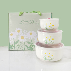 Gốm Bền Vững Bát Gạo Tươi Giữ Ba-Mảnh Đặt Nhà Bếp Hộp Quà Tặng Với Logo Chế Biến - Product Image 5