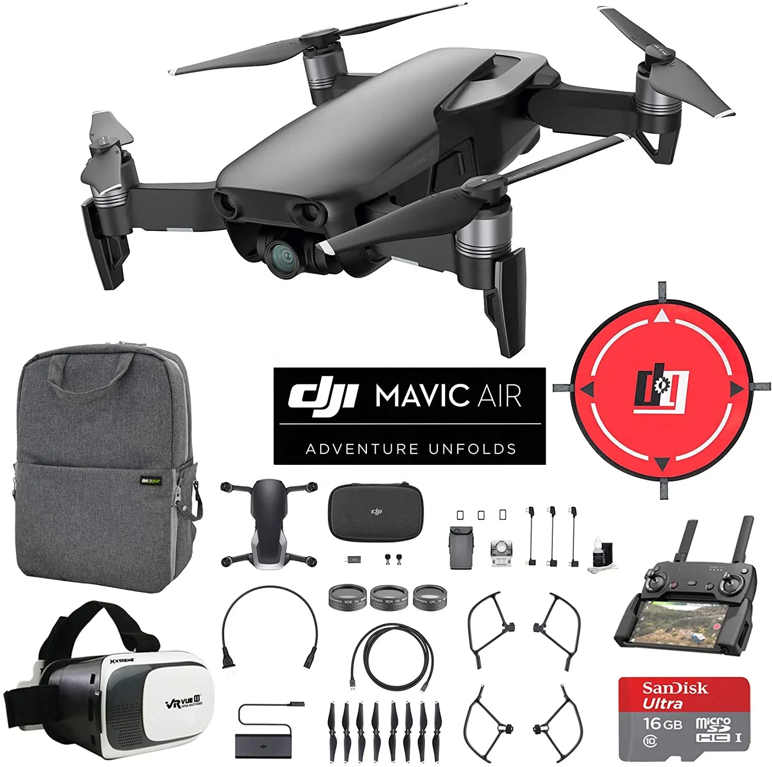 Brand New Sealed for DJI Mavic Air Quadcopter Drone - Onyx Black Fly More Combo with CoPilot Bundle