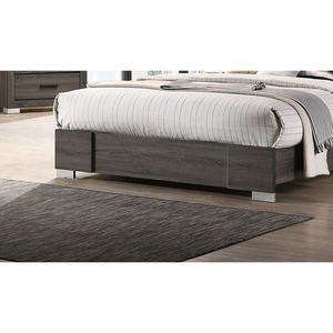 DB contemporain 1pc européen classique luxe lit queen size lignes uniques tête de lit en bois finition grise meubles de chambre à coucher pour la maison - Product Image 3