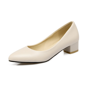 Nouveautés Xuanhui – Escarpins professionnels confortables à talon bas de 3,5 cm, bout pointu, blancs, grandes tailles 41-47 pour femmes - Product Image 3