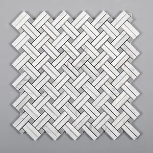 Century Mosaic Natural Stone Basketweave Marble Wall Mosaic White Marble Mosaic Tiles