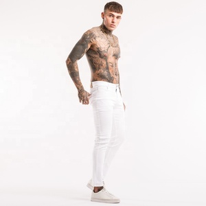 <span class=keywords><strong>Jeans</strong></span> <span class=keywords><strong>Slim</strong></span> Fit Bianchi per Uomo Gingtto, <span class=keywords><strong>Jeans</strong></span> in Cotone <span class=keywords><strong>Super</strong></span> Fly di Design, Pantaloni Denim Distressed per Uomo - Product Image 1