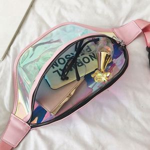 PAXDUN - Riñonera Holográfica de PVC Rosa para Mujer, Riñonera de Moda Transparente con Efecto Láser - Product Image 4