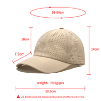 Gorra de Béisbol Deportiva Personalizada de 6 Paneles, Transpirable, Ligera, de Secado Rápido, Estilo Dad Hat, con Logotipo Bordado