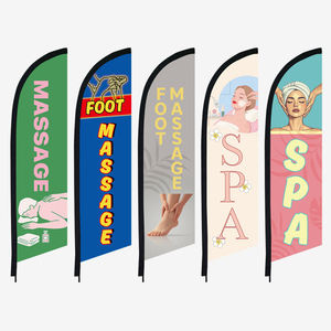 Drapeau publicitaire en polyester imprimé numériquement, style entreprise personnalisé, pour <span class=keywords><strong>massage</strong></span> des pieds, spa, promotion <span class=keywords><strong>de</strong></span> bien-être en extérieur, poteaux non inclus - Product Image 1