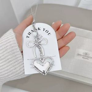 Fashion Girls Car Key Decoration <b>Silver</b> Plated Heart Bowknot Charm Keychain Acrylic <b>Balloon</b> Dog Keychain for Women Handbags - Product Image 5