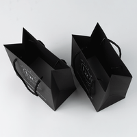 Sac d'Emballage en Papier Kraft Personnalisé de Luxe, Noir Mat, avec Logo Imprimé, pour Cosmétiques et Cadeaux - Vente en Gros