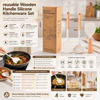 Ensemble d'ustensiles de cuisine en silicone avec manche en bois réutilisable, logo personnalisé, OEM ODM, outils de cuisson antiadhésifs pour la cuisine à domicile